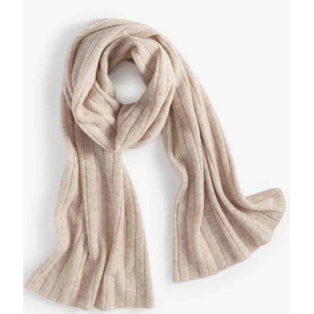 Charter Club Ribbed 100% Cashmere Scarf Pearl Taupe Heather One Size